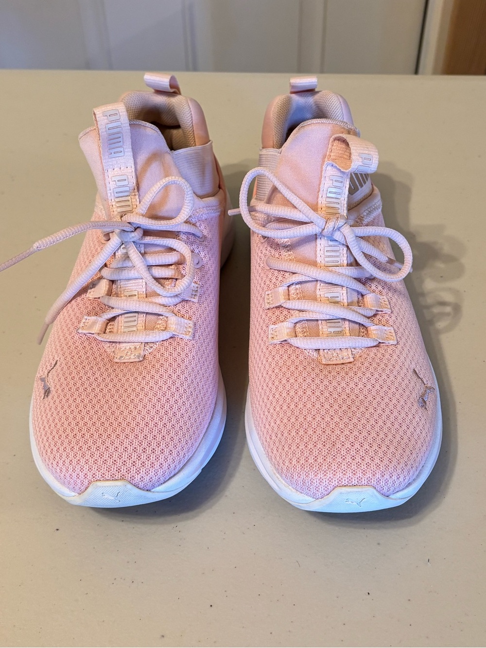 Puma Women's Light Pink Knit Lace-Up Athletic Sneakers